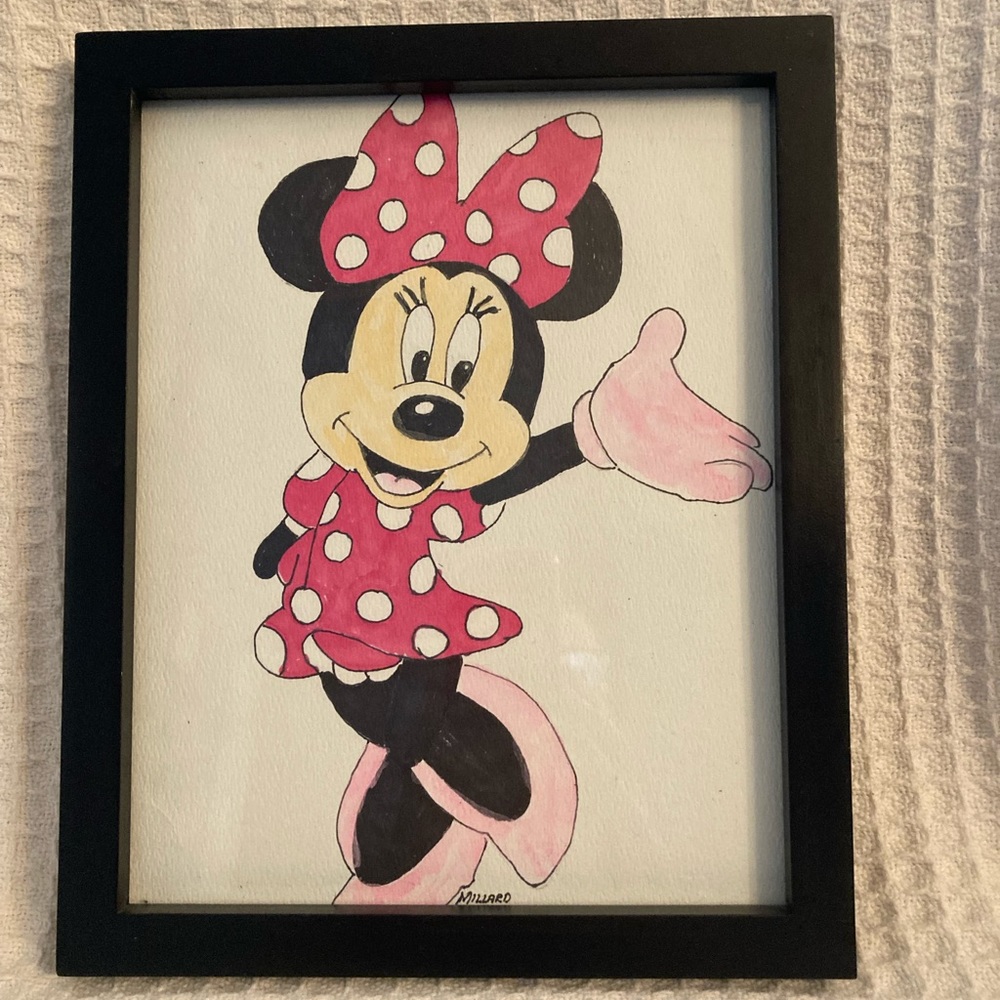 Adorable Drawing Of Minnie Mouse Signed Millard